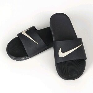 Nike Sandals Youth 5 Kawa Flip Flop Slide Black Open Toe Comfort Logo 819352-001